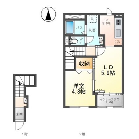 鎌田新築アパートの物件間取画像